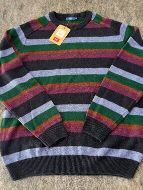 Cotton Traders crewneck striped lambswool blend sweater NWT mens XL